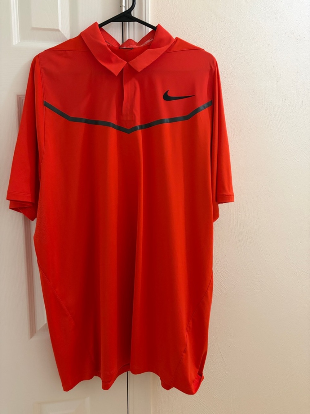 Nike Men’s Bright Red Short-Sleeve Polo with Black Accent